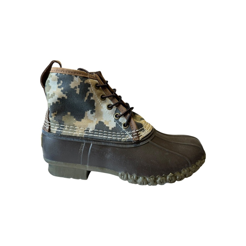 LL Bean Canvas Lace Up Unlined Round‎ Toe Ankle Duck Boots Women's Size 7 (CM)